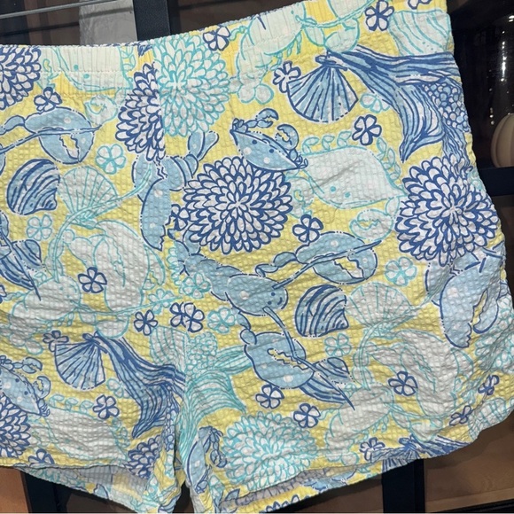 🌼 Vintage Lilly Pulitzer Lobster print Floral Seersucker Shorts seashell ocean - Picture 4 of 11